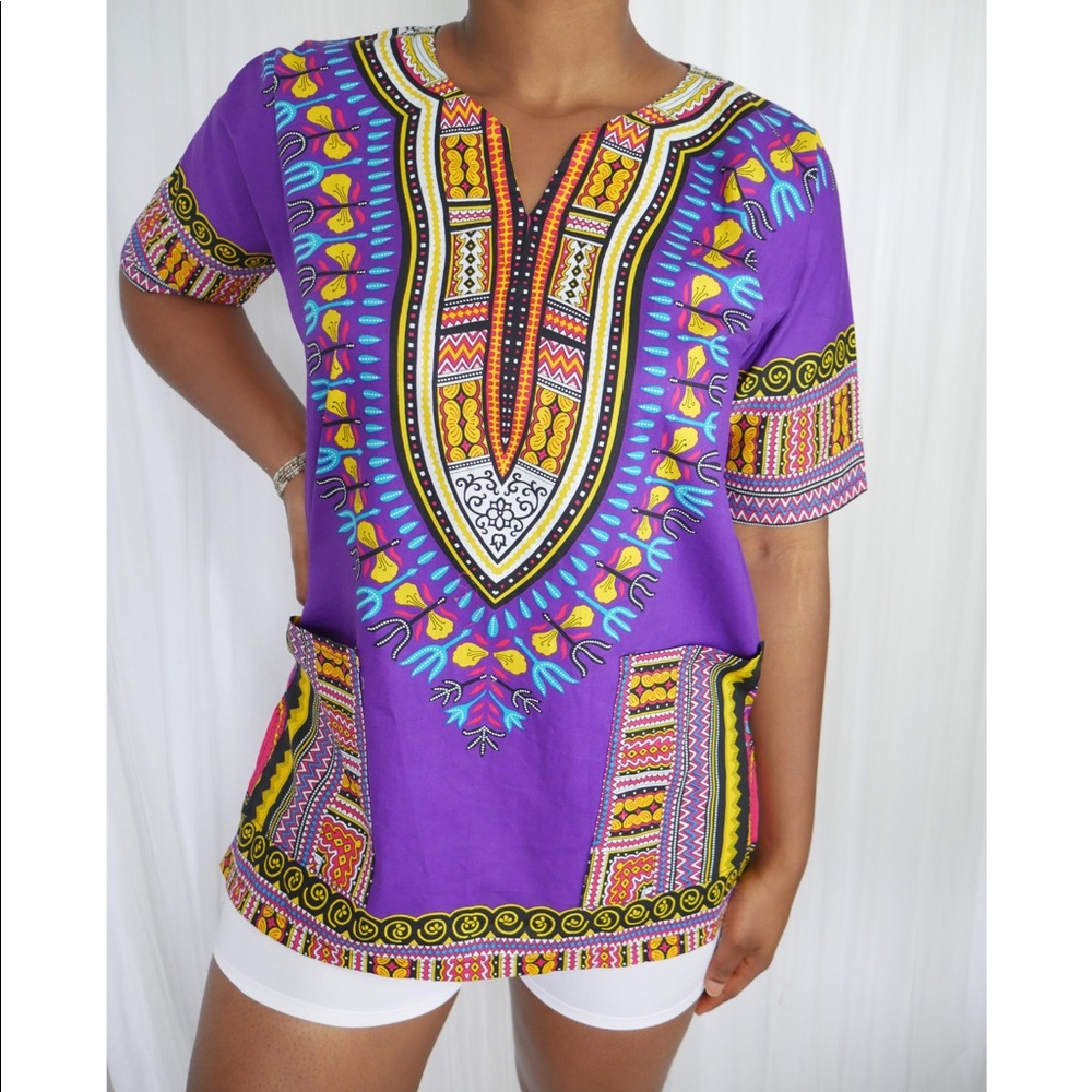 African Dashiki Top/Tunic UNISEX - Purple